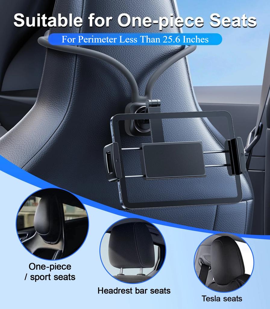 Oatsbasf Car Headrest Tablet Holder 360° Rotatable Flexible Phone Tablet Stand for Sports Seat Universal for 4.7-12.9" Device