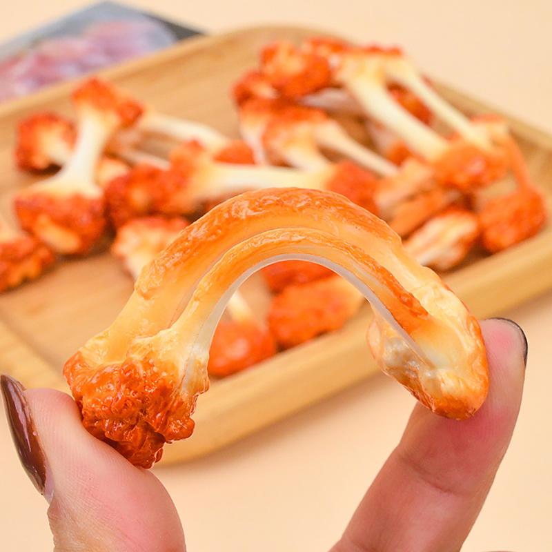 Pvc Chicken Wing Bone Charm Simulated Chicken Leg Bone Key Ring Props Imitation Food Key Chain Bag Pendant Decoration Cute Gift