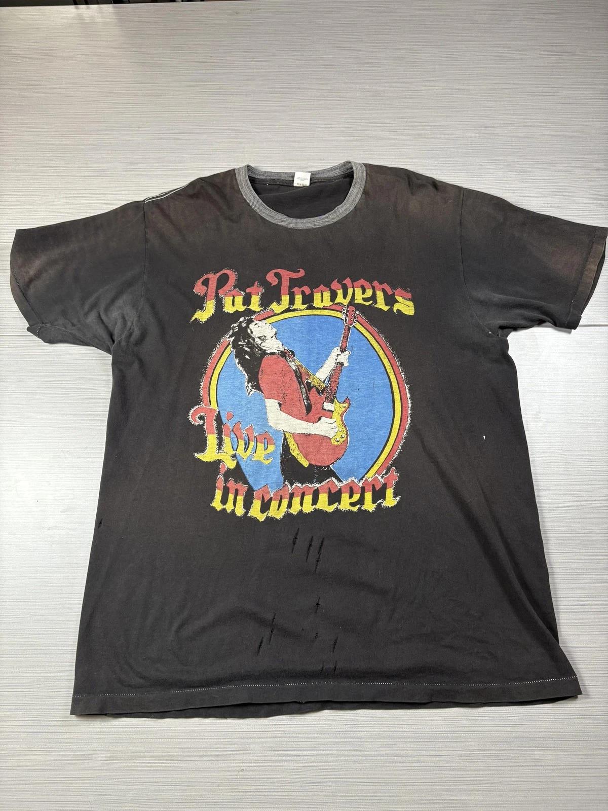 Vintage Pat Travers Shirt Mens Extra Large Black Live In Concert Band Tee 80s M