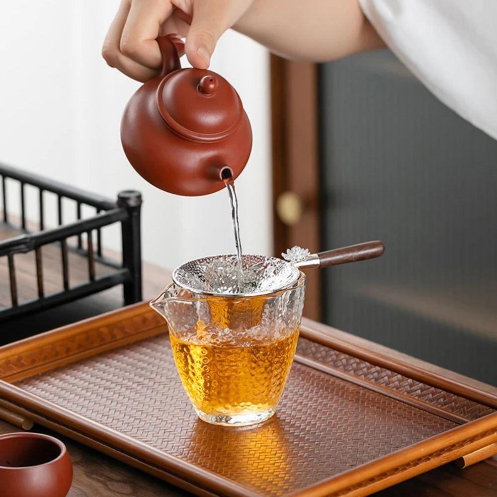 Wood Handle Tea Filter Embossed Tea Colander Teaware Tea Strainer Bubble Tea