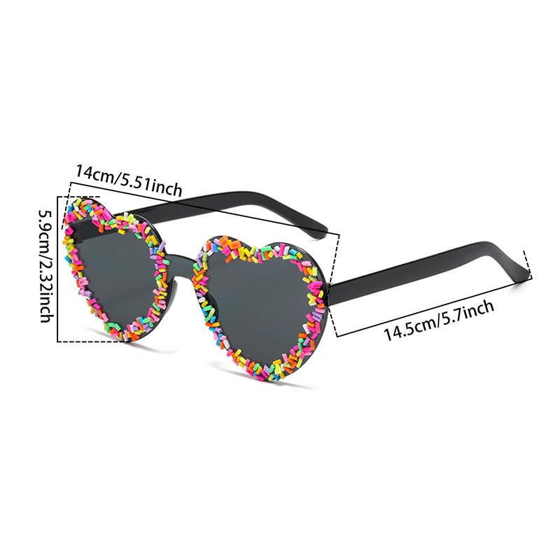 Heart Shape Sunglasses with Colorful Jimmies Women Stylish Cute Beach Sun Glasses Trendy Original Vacation Casual Shades
