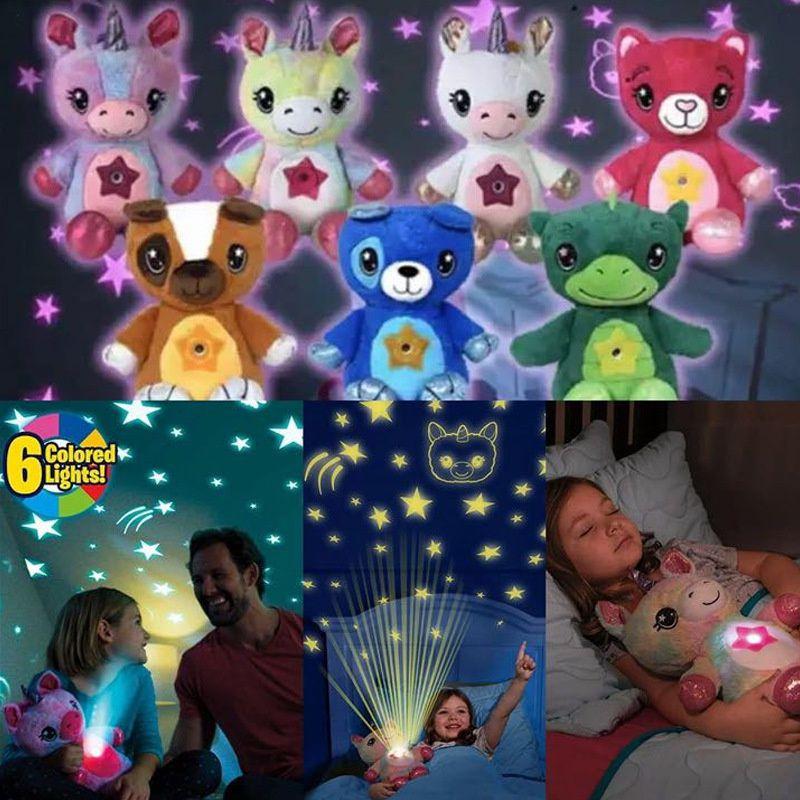 Star Belly Dream Lites Pelúcia Estrelada Animal de Pelúcia Projetor Lâmpada Para Sono Calmante