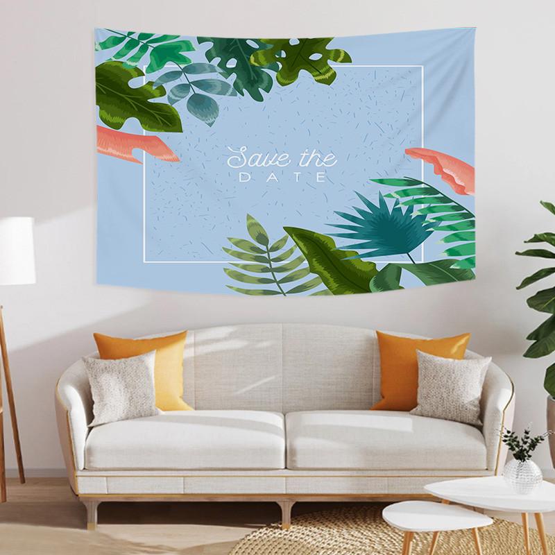 Summer Cartoon Tropical Jungle Monstera Background Printed Polyester Tapestry Wall Hanging Tapestries For Bedroom Dorm Decor