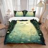 3pcs Cat Flowers Bedding Set Down Comforter Cover and Pillowcases, Suitable for Guest Room Home Decoration All Seasons(No Insert) S0819044
