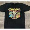 Vintage Bull Head Skull Tour Texas Concert Black T Shirt All Size S 5XL Vintage Washed Stretched Graphic Fashion Versatile