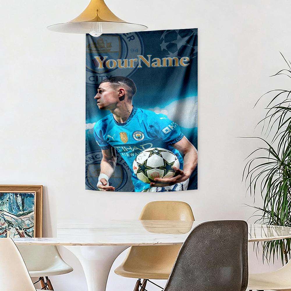 Manchester City Custom Your Name Wall Decor Tapestry Art For Pet Memorial Birthdaywedding Party Backdrop Family Gift