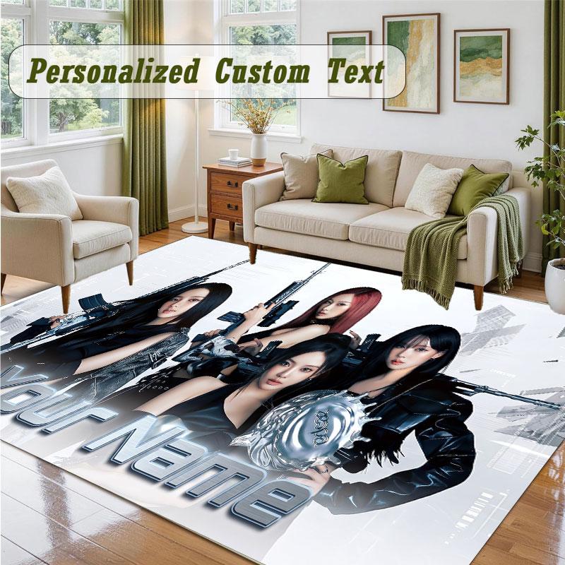 Crystal Velvet Square Rug Custom Nameaespa Pattern Non Slip Home Floor Decor Rug