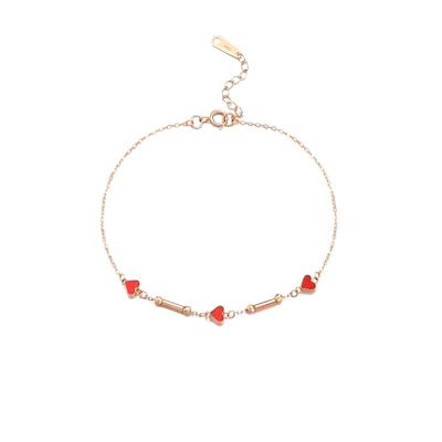 Doppelseitige Emaille Herz Kette Schickes Armband Armreif Geschenk Edelstahl Mode Charme Koreanischer Goldener Schmuck Damen
