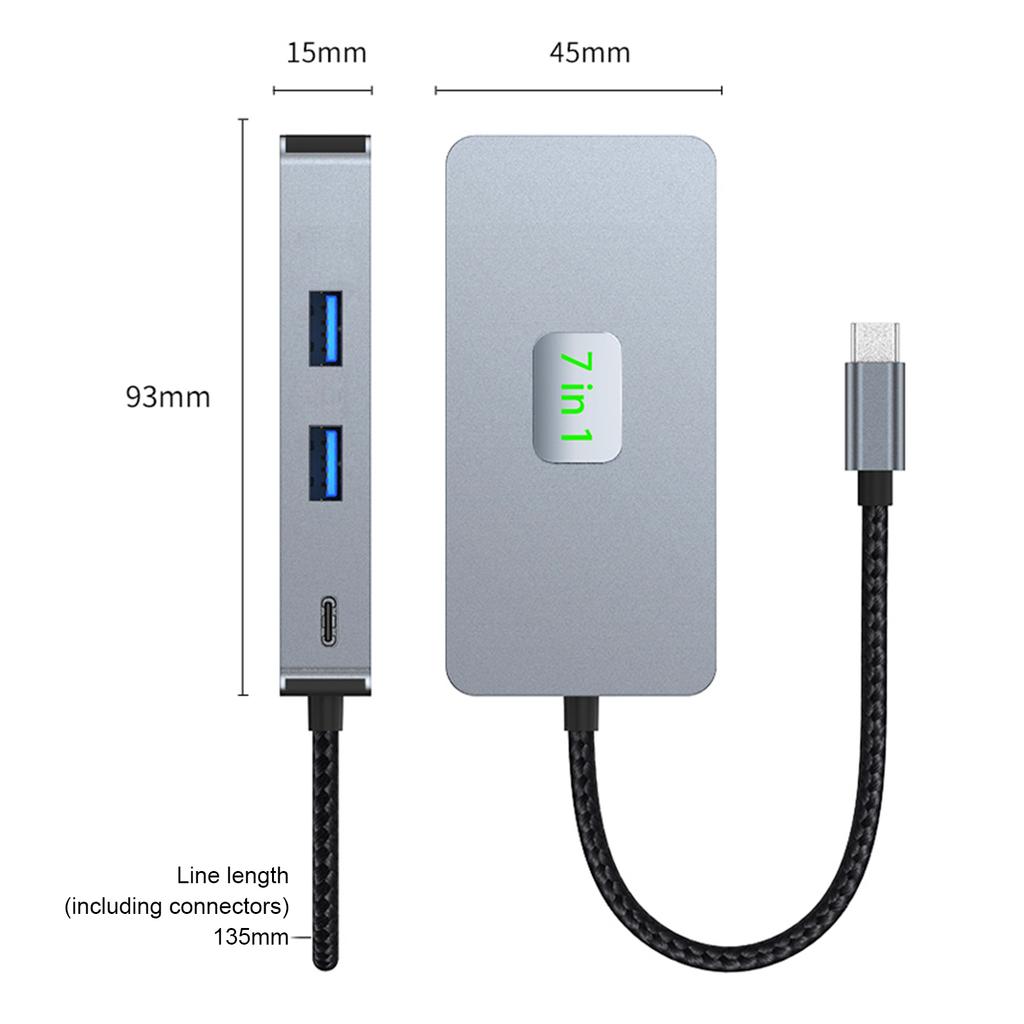 7 In 1 TYPE-CtoRJ45 2.5G 10G USB3.2 HDMI PD100W SD TF Interface Hub Adapter Dock