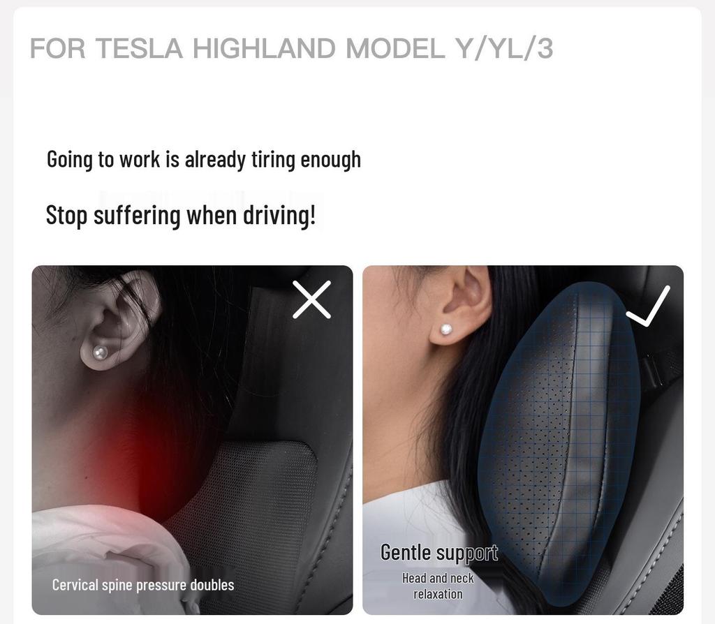 Tesla Model Y & Model 3 Seat Cushion, Headrest, Neck, and Lumbar Support Accessories