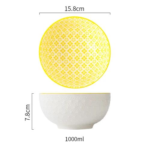 1Pcs Japanese tableware ceramic bowl single student dormitory bowls fruit salad soup rice net red noodles bowl zero waste