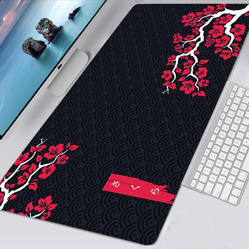 Black and White Mousepad Gamer Kawaii Non-slip Mouse Pad 40x90cm Mouse Mat Sakura Card Gaming Mausepad Deskmat Tappetino Mouse