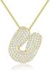 Stainless Steel Bubble Letter Initial Pendant Chunky Women Personality Jewelry Zircon Gold Plated Balloon 26 Letter Necklaces