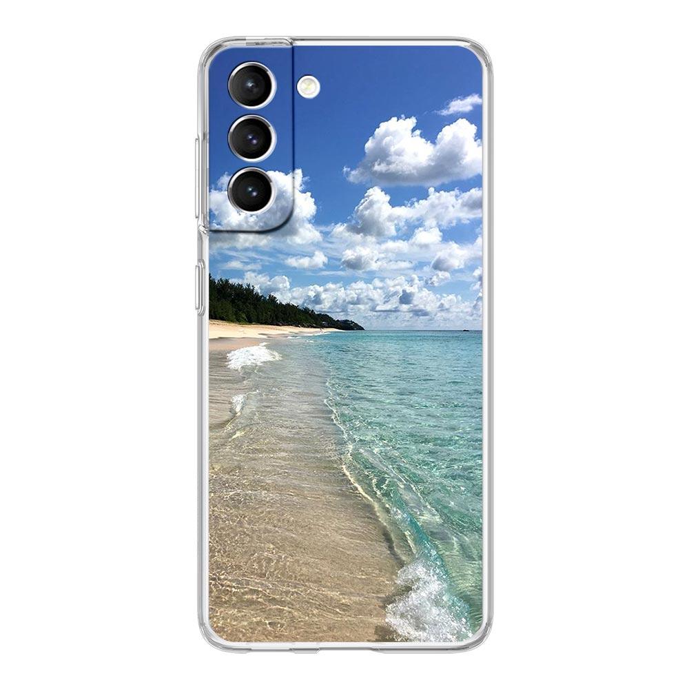 Sea blue Sky beach Clear Silicone Phone Case For Samsung Galaxy S23 S22 5G S20 Ultra S21 FE 5G S10E S9 S8 S10 Plus Soft Cover