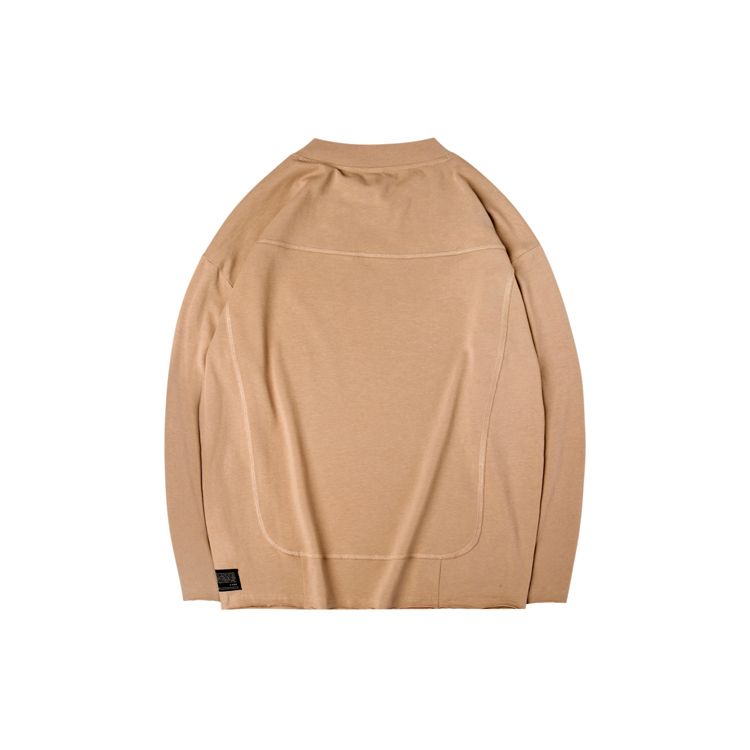 Li Ning X Jackie Chan Collaboration Kung Fu Series Solid Color Loose Fit Sports Crew Neck Long Sleeve T-Shirt Men Tops Smoky-Apricot AHSQ321-2