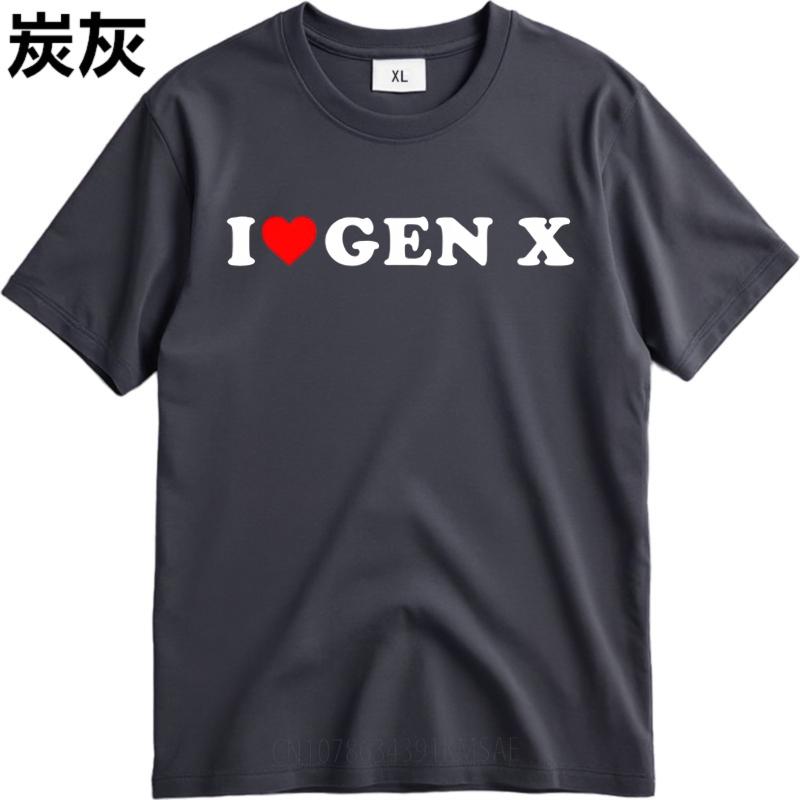 Men tshirt Anime Cotton Tshirt for man Brand summer For men t shirt I Love Gen X Short Sleeve Relaxed Fit Oneck Top tees