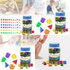 60 Piece Geometric Transparent Building Blocks Montessori Educational Toy Set For Early Learning With Bright Colors For Visual Development And