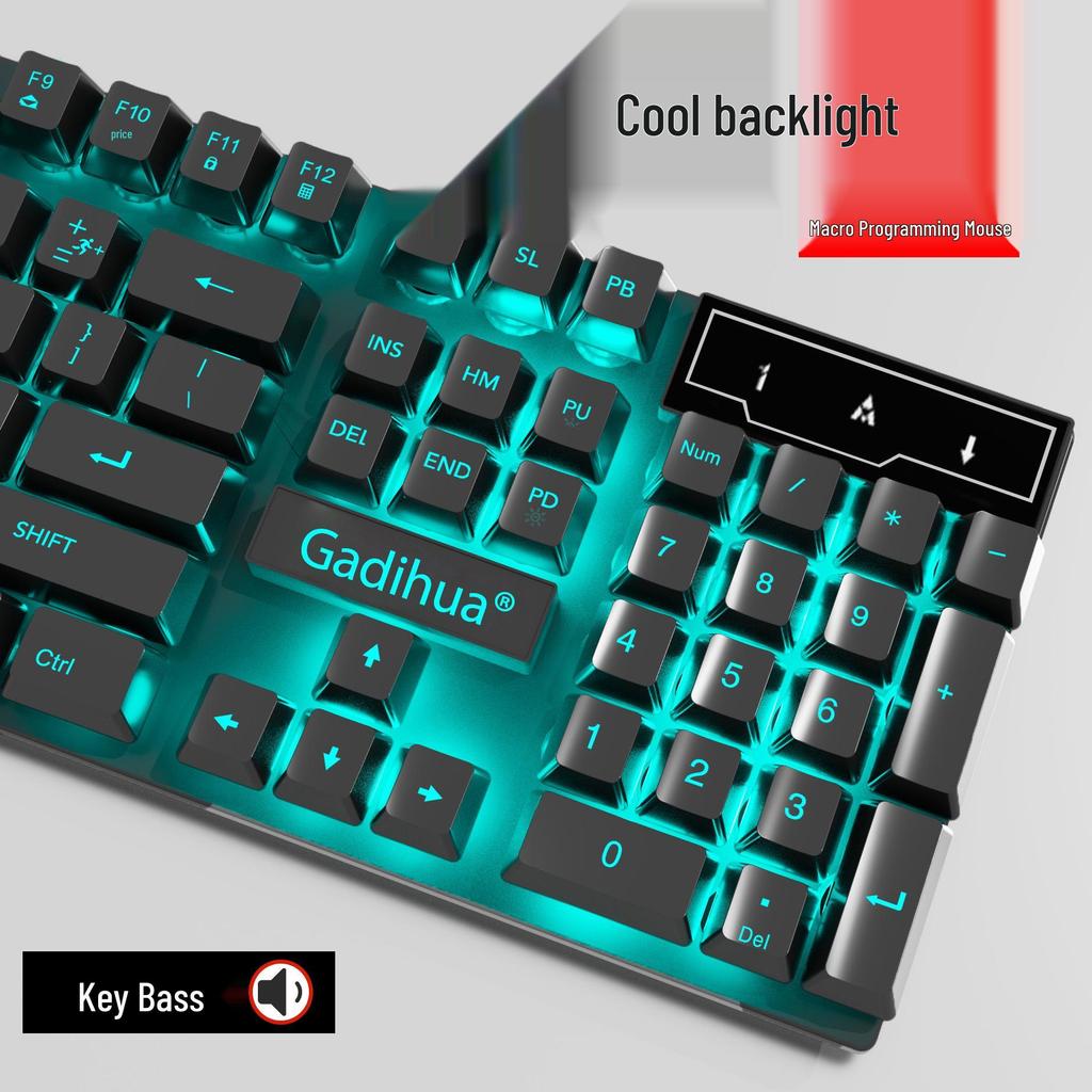 Stummes kabelgebundenes Tastatur- und Mausset mit mechanischem Gefühl für PC/Laptop-Gaming - 3-teiliges Esports-Peripheriegerät.