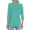 Women's Color Casual Fashion Round Neck Button Seven Quarter Sleeve Top