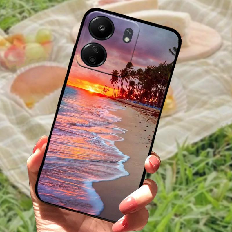 For Redmi 13C 4G Case TPU Silicone Soft Protective Phone Back Cover For Xiaomi Poco C65 Fashion Printing Shockproof Bumper Bags