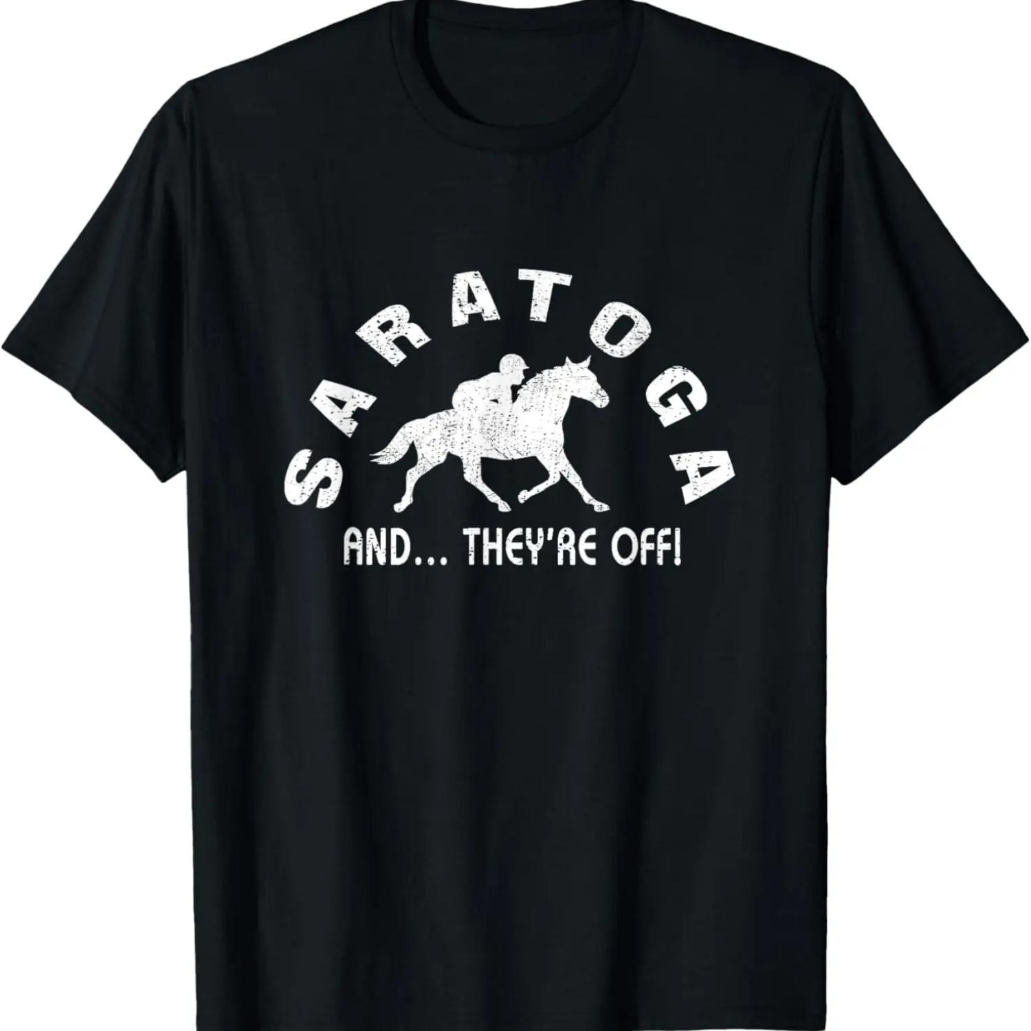 Saratoga Springs NY And They re Off Horse Equestrian Vintage T-Shirt S