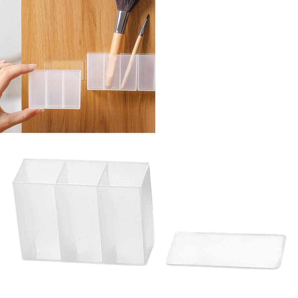 Wall Mounted Lipstick Organizer 3 Grid Translucent Hanging Makeup Brush Holder for Eyebrow Pencil