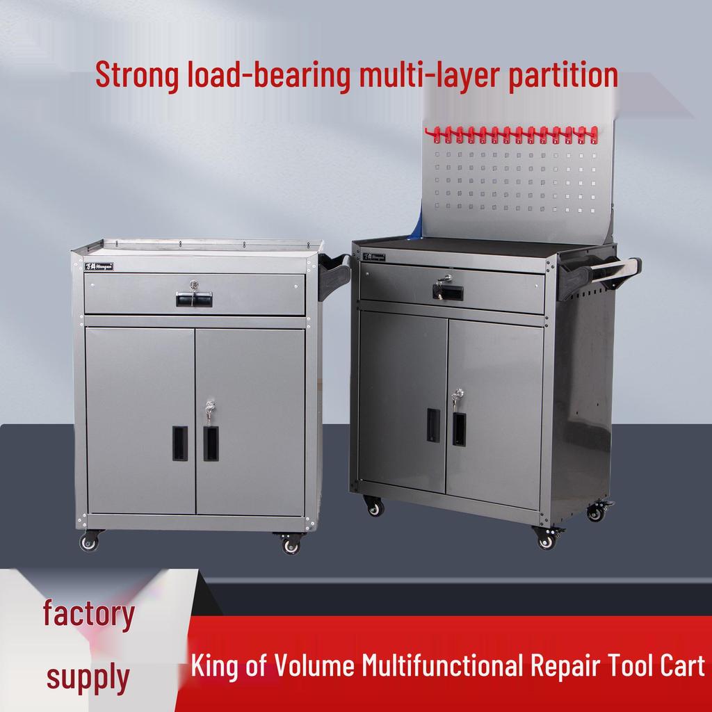 Silent Wheel Multi-Functional Tool Cart & Heavy-Duty Storage Cabinet for Workshops