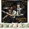 Chainsaw Man Wall Tapestry Aesthetic Wall Hanging Printed Fabric Blanket Decorative Tapestries For Bedroom Living Room Home Decor