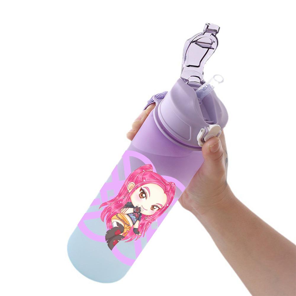 750Ml Water Bottle Cartoon K-Pop Demon Hunters Printed Large Capacity Drinking Cup Portable Outdoor Sports Water Cup Children Kid Gift