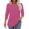 Women's Fashion Casual Solid Color Round Neck Seven-quarter Sleeve T-shirt Top
