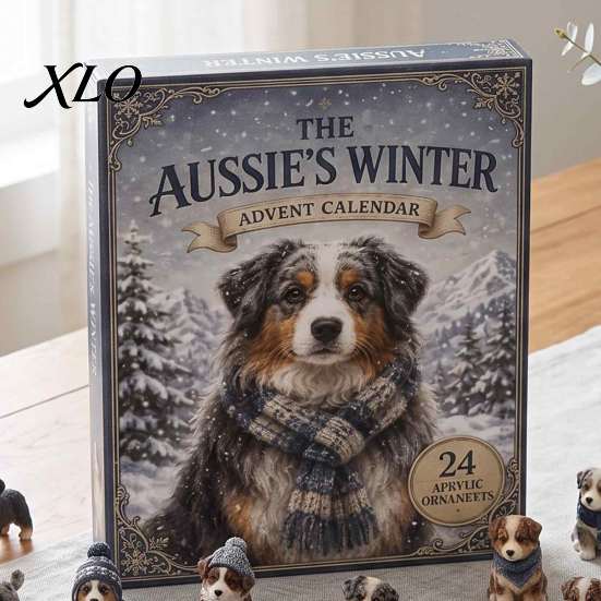 Australian Shepherd Advent Calendar The Aussie's Winter Calendar, 24-Day Countdown Acrylic Ornament Set Holiday Surprise Gift for Dog Lovers with Mini