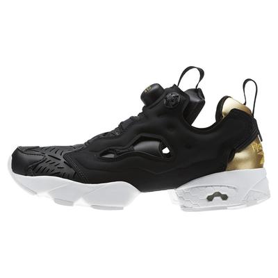 Instapump Fury Cutouts Synthetic Leather Sneakers Low Top Lifestyle Shoes Women Sneakers Black CM9816