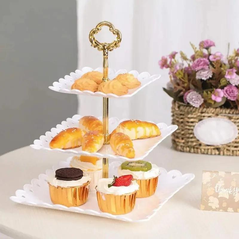 1/3 Tier Cake Stand European Afternoon Tea Fruit Snack Party Tray Shelf Decor Tablewar Wedding Dishes Cupcake Dessert Plate