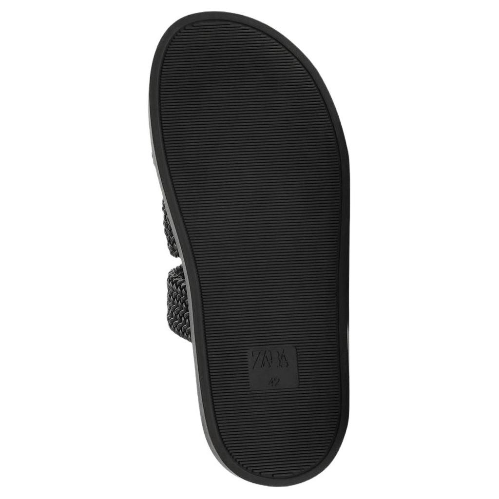 Zara Fashionable Open-Toe Woven Strap Anti-Rub Slide Sandals Men Sandals Black 2700620800