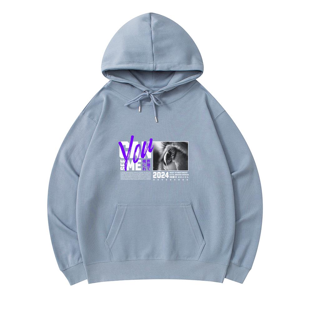 

300 г/м² Мужские хлопковые толстовки с капюшоном Can You See Me Print Премиум хлопковая толстовка XS армия зеленый