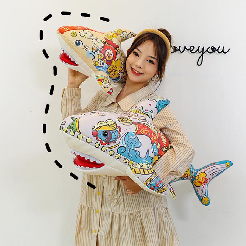 Large Plush Colorful Shark Doll Sleeping Pillow Soft Stuffed Toy For Girls Gift