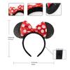Shiny Sequin Mouse Ear Headbands, 2 PCS Classic Bow Headbands for Adult Women and Girls (Red Sequin & Red Dot)