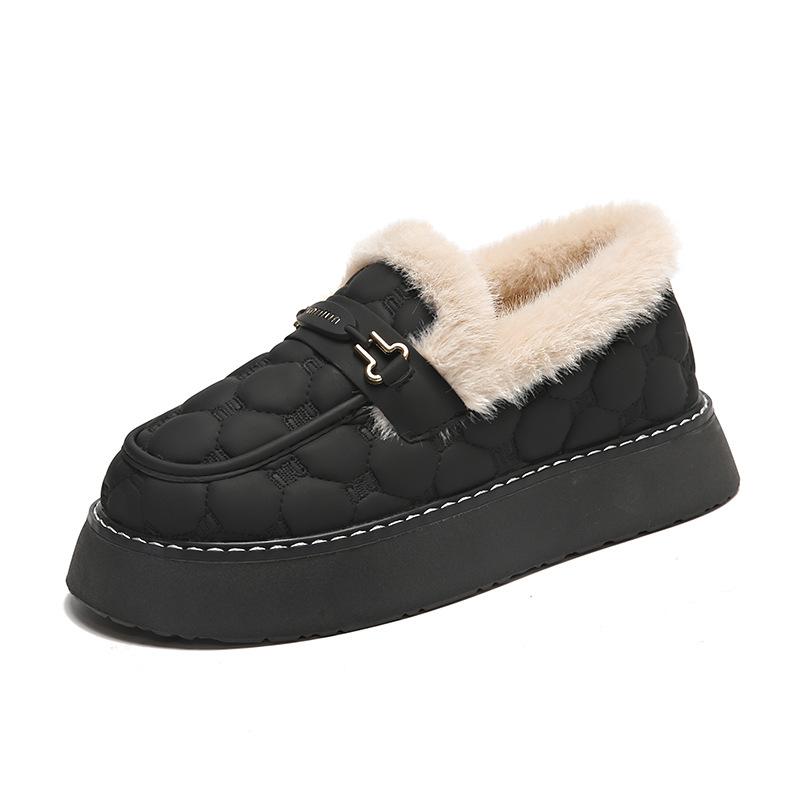 Polaire chaud Doudou chaussures en coton pour femmes hiver nouveau mi-haut grandes chaussures de neige en coton grande taille chaussures plates en coton