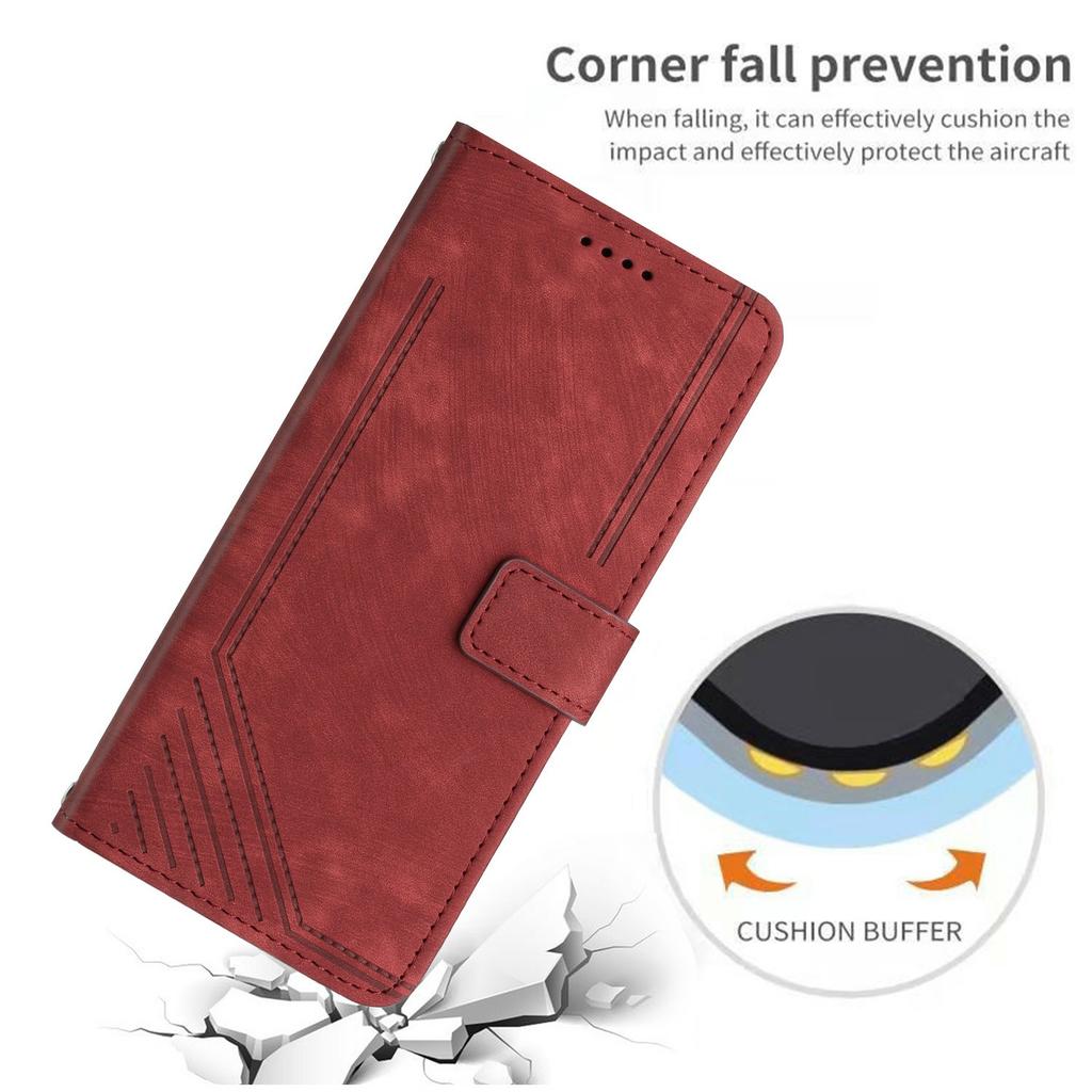 For Honor 300 Pro/300 Ultra Case Imprinted Lines Leather Phone Cover Folding Stand