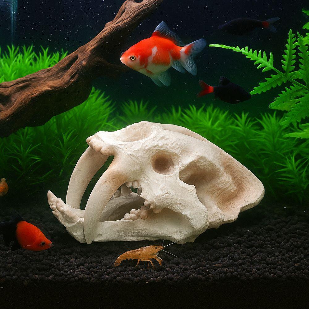 Kreatives Harz Dinosaurierskelett Lebensechtes Dekoratives Dinosaurierkopf Schädel Ornament Simuliertes Tier Schädel Ornament Aquarium