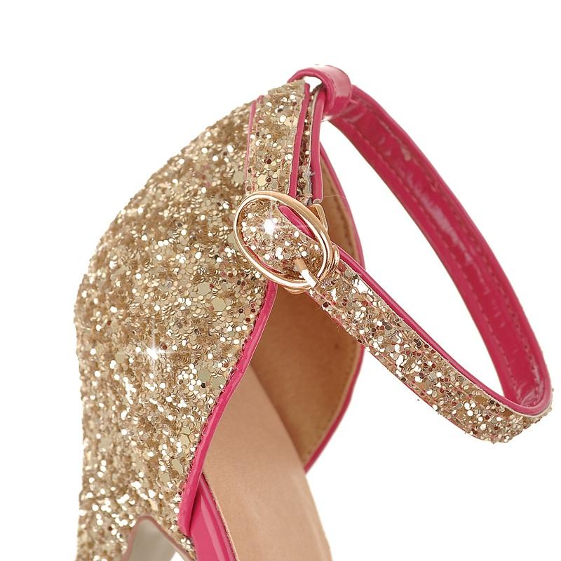 Fashion Women's New European and American Sexy Nightclub Fish Mouth Open Toe Thick Bottom Buckle Thin High Heel Large Size Sandals