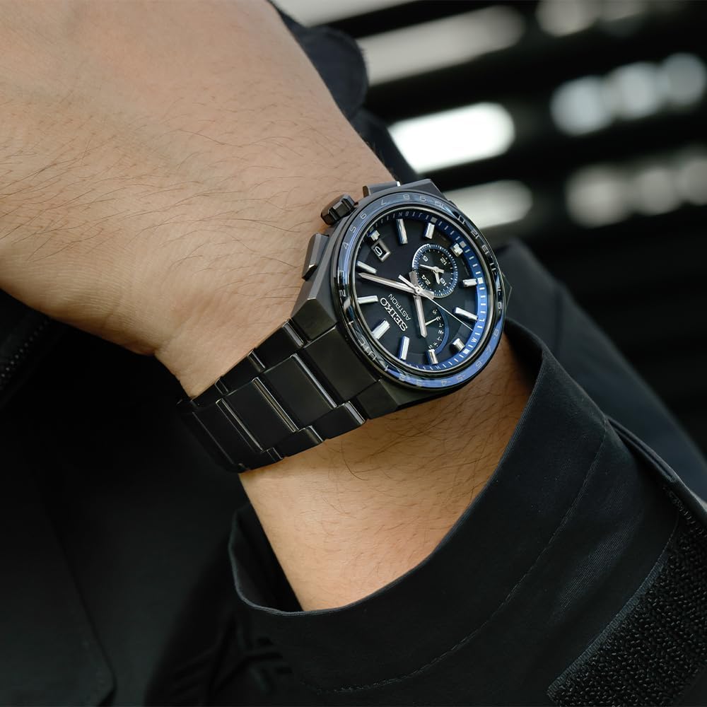 Seiko ASTRON SBXY041 Men's Solar Radio Watch Full Auto Calendar World Time All Black Titanium Case and Band
