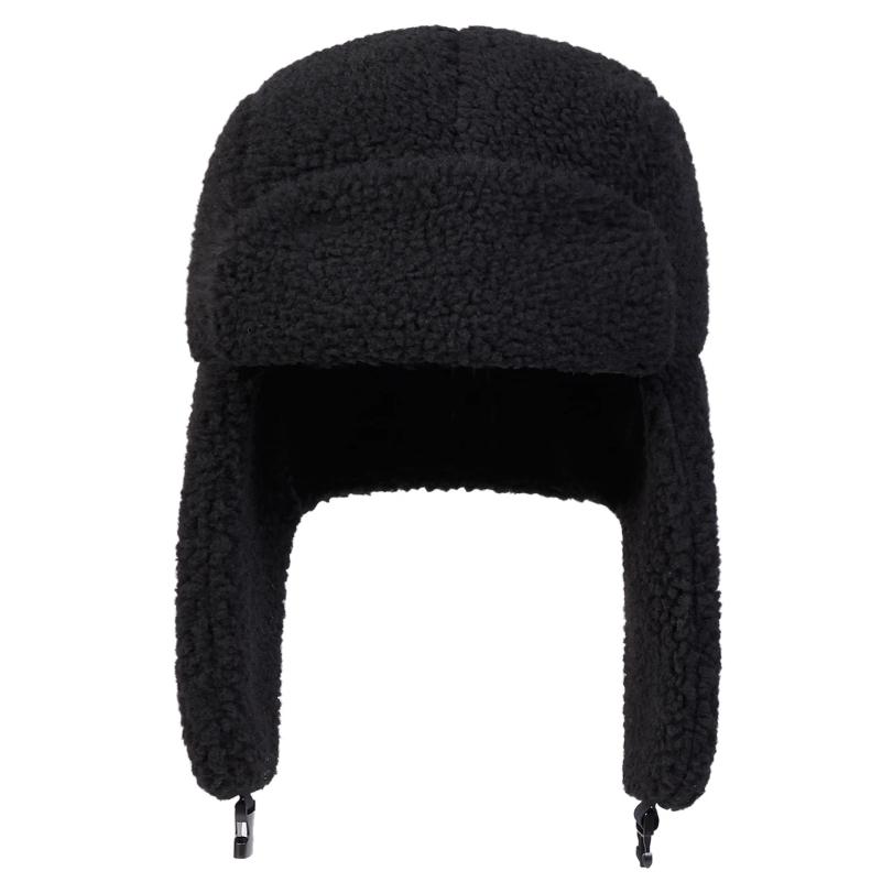Unisex Lamb Fleece Lei Feng Hat Winter Earflap Hat Keep Warm Ski Hat Bomber Hat for Outdoor Riding Snow Activities
