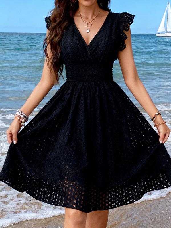 2026 Elegant V-neck Sleeveless Summer Dress for Women - European & American Style Vacation Wear