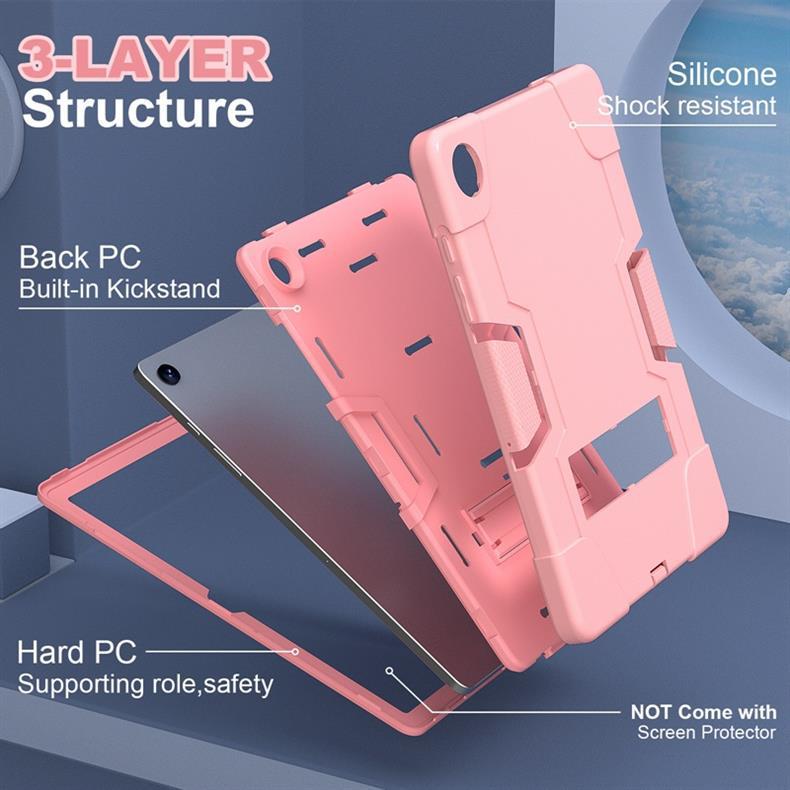 Color Block Protective Case for Samsung Tab A9 Plus - Silicone & PC Three-Proof Drop Protection
