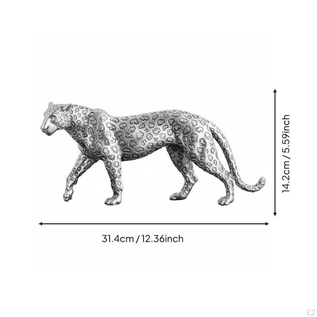 Resin Leopard Sculpture Electroplated Big Cat Figurine Luxury Look Sitting Cheetah Statue for Living