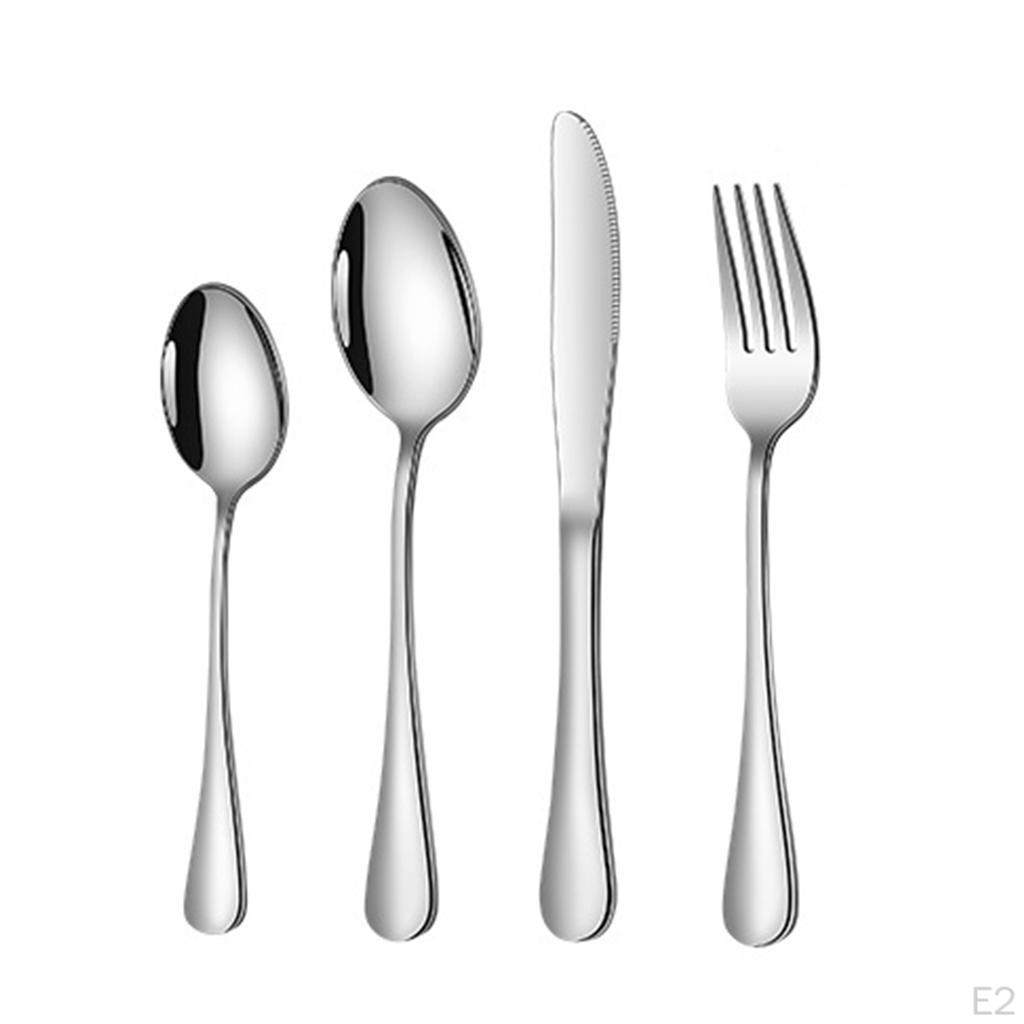 24 Piece Stainless Steel Dinnerware Set, Fork, Spoon, Reusable Set