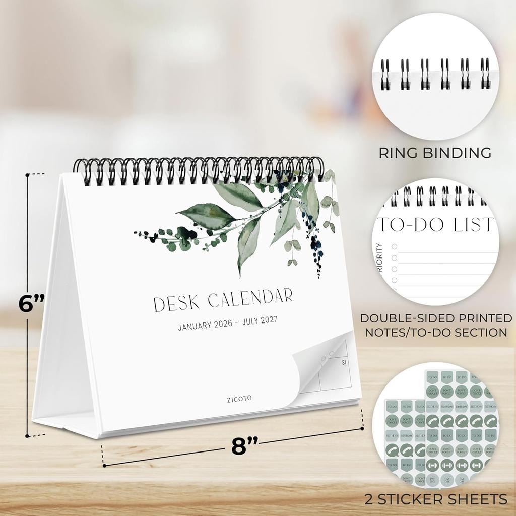 Aesthetic Desk Calendar 2026-2027 - Runs from June 2026 until July 2027 - Beautiful Small 26-27 Flip Desktop Calendar for Easy Organizing