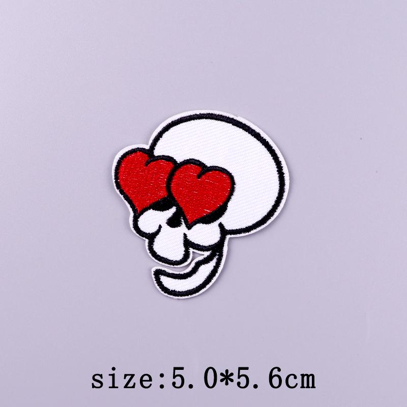Punk Skull Patch Iron On Patches For Clothing Thermoadhesive Patches On Clothes Hippie Embroidered Patch For Clothes Hook Loop