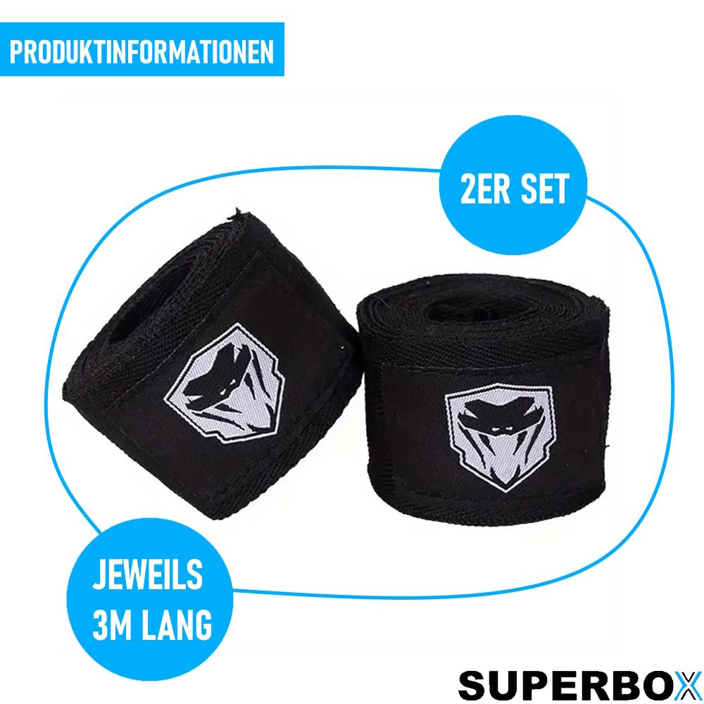 SUPERBOX Bandáže na ruky Boxerské bandáže Box MMA Kickbox Muay Thai Omotávky 2-dielna sada